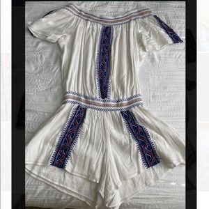 Womens White embroidered romper